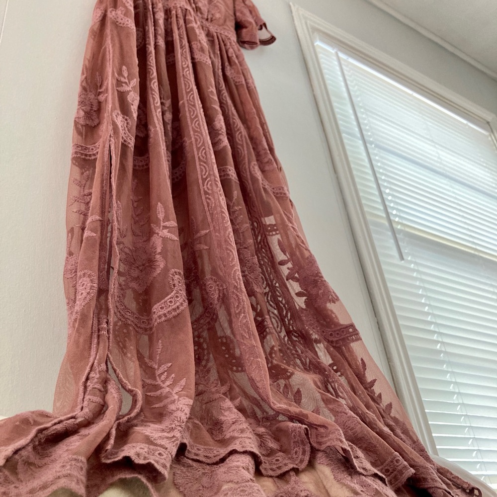 Altar’d State Lace Dress Purple Sheer Back - Picture 3 of 6